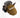 French bulldog wearing brown cap with name "Bublyk" from top view

