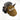 French bulldog wearing brown cap with name "Bublyk" from top view

